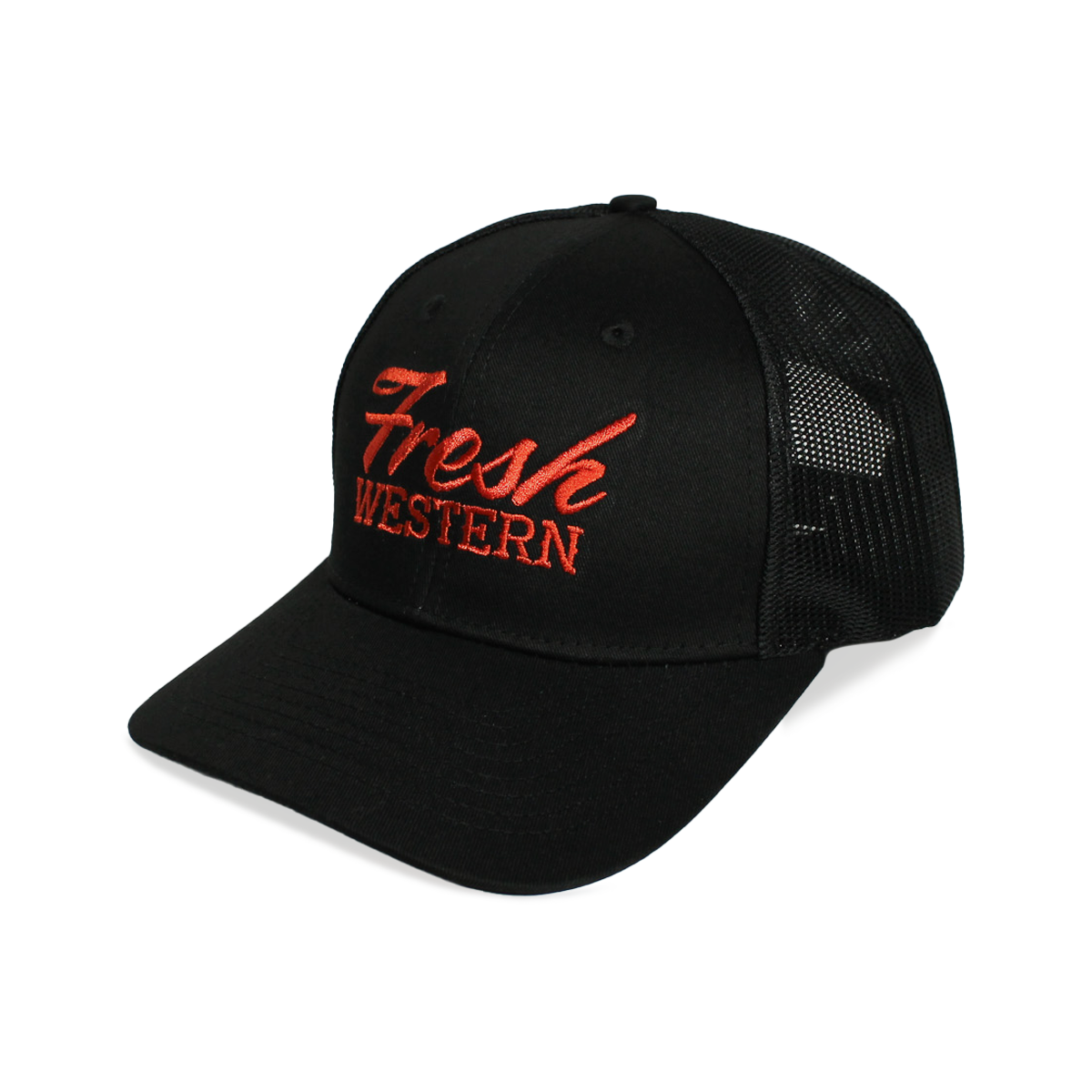 6-Panel Trucker Hat | Black + Sunset