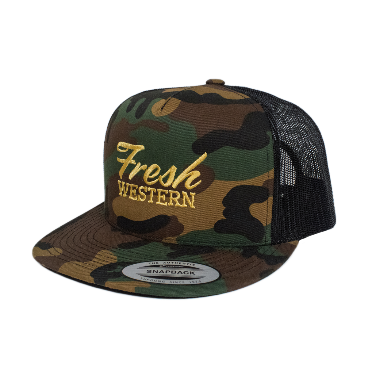 The Tour Hat | Woodland Camo + Gold