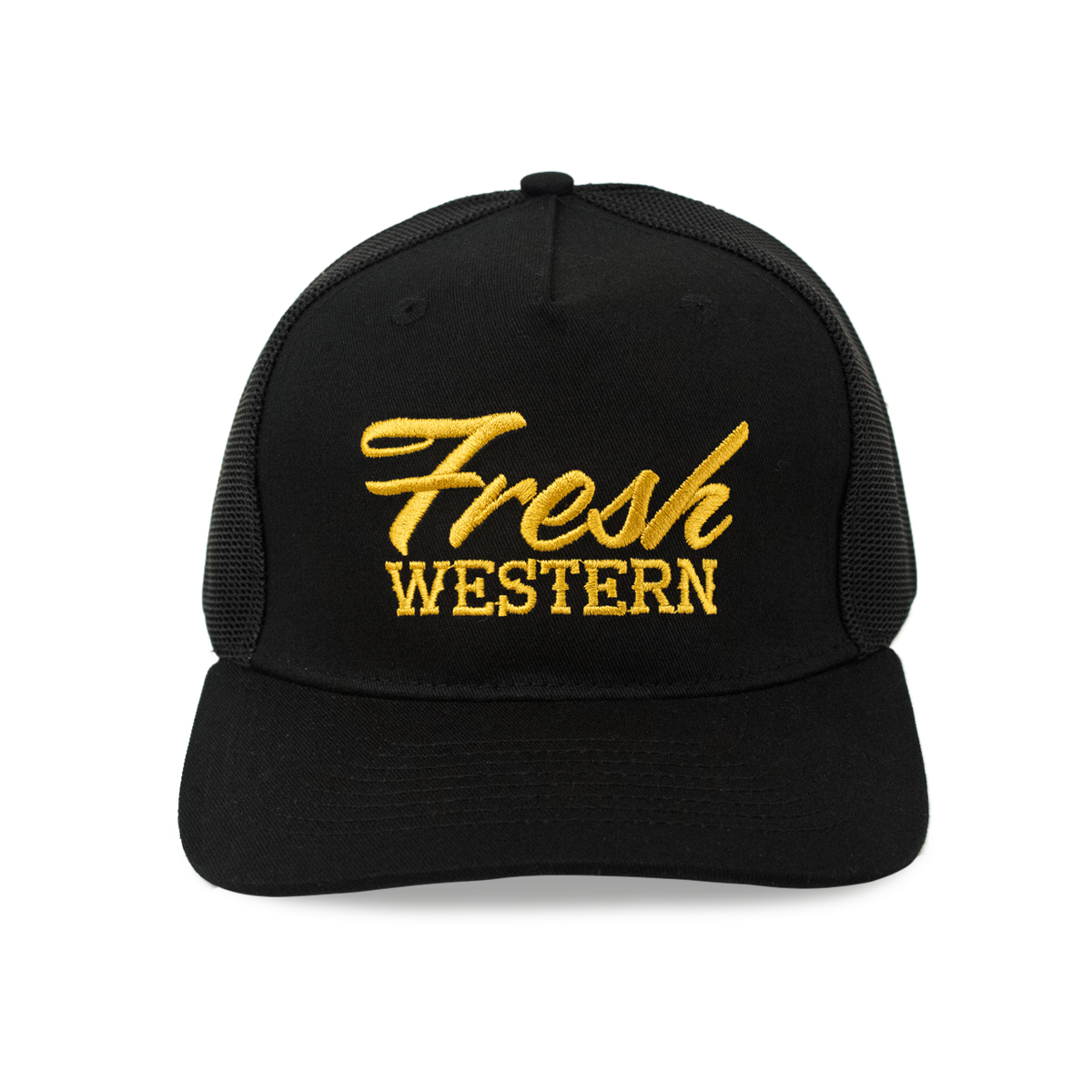 5-Panel Trucker Hat | Black + Gold