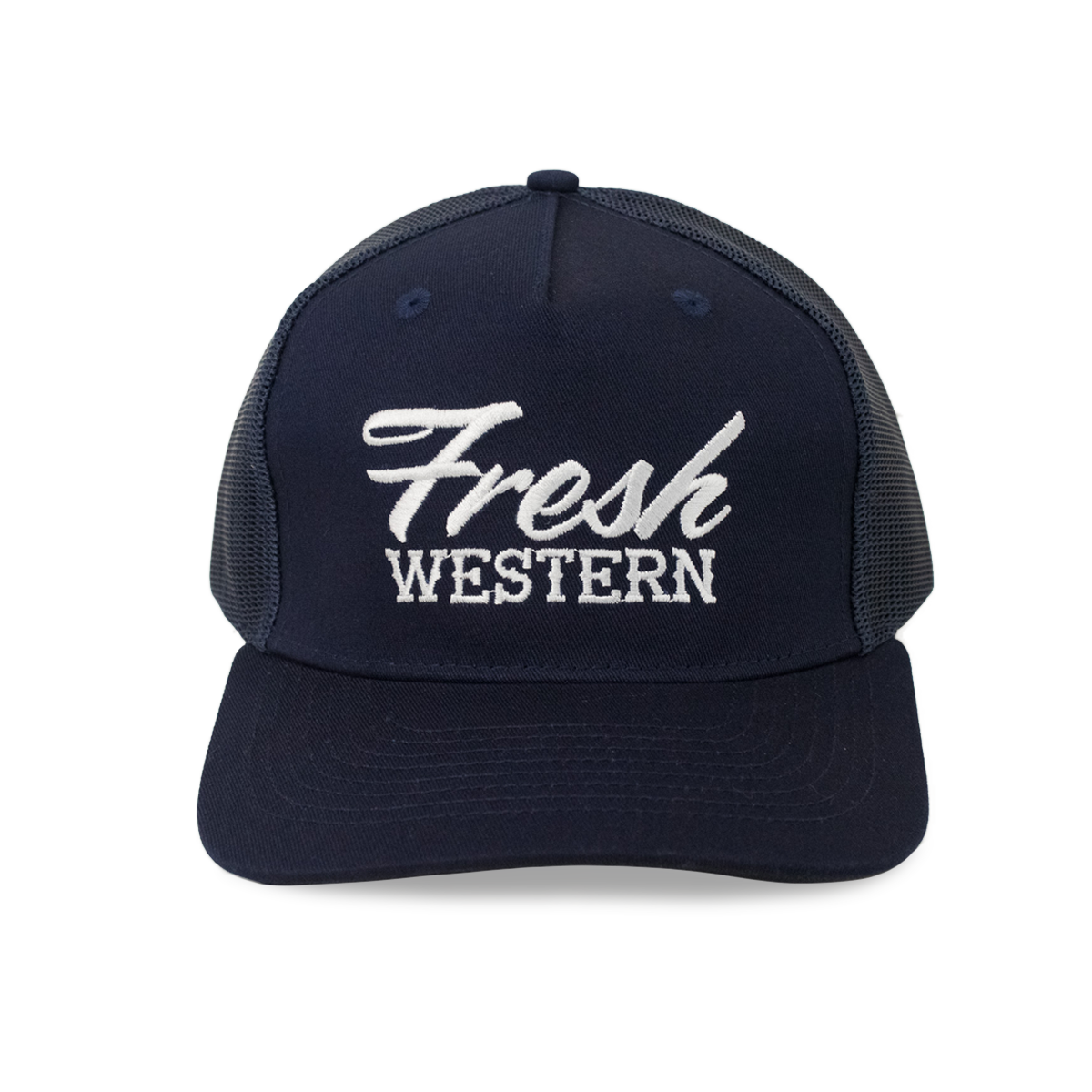 5-Panel Trucker Hat | Navy + White