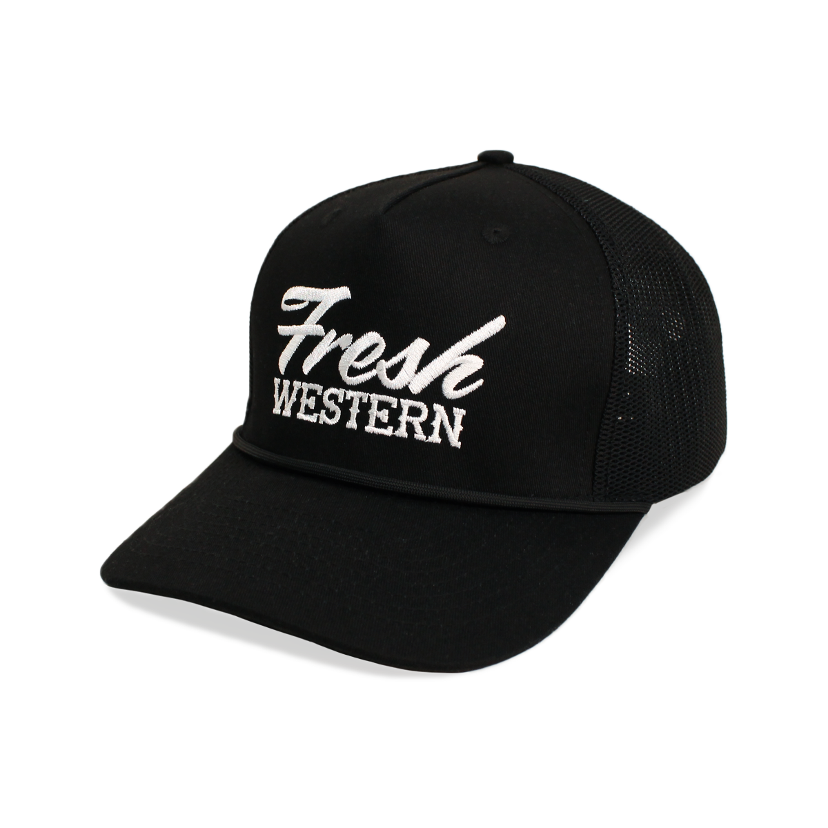 Black Fresh Western Retro Rope Trucker Hat
