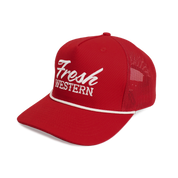 Red Fresh Western Retro Rope Trucker Hat with Embroidered Logo