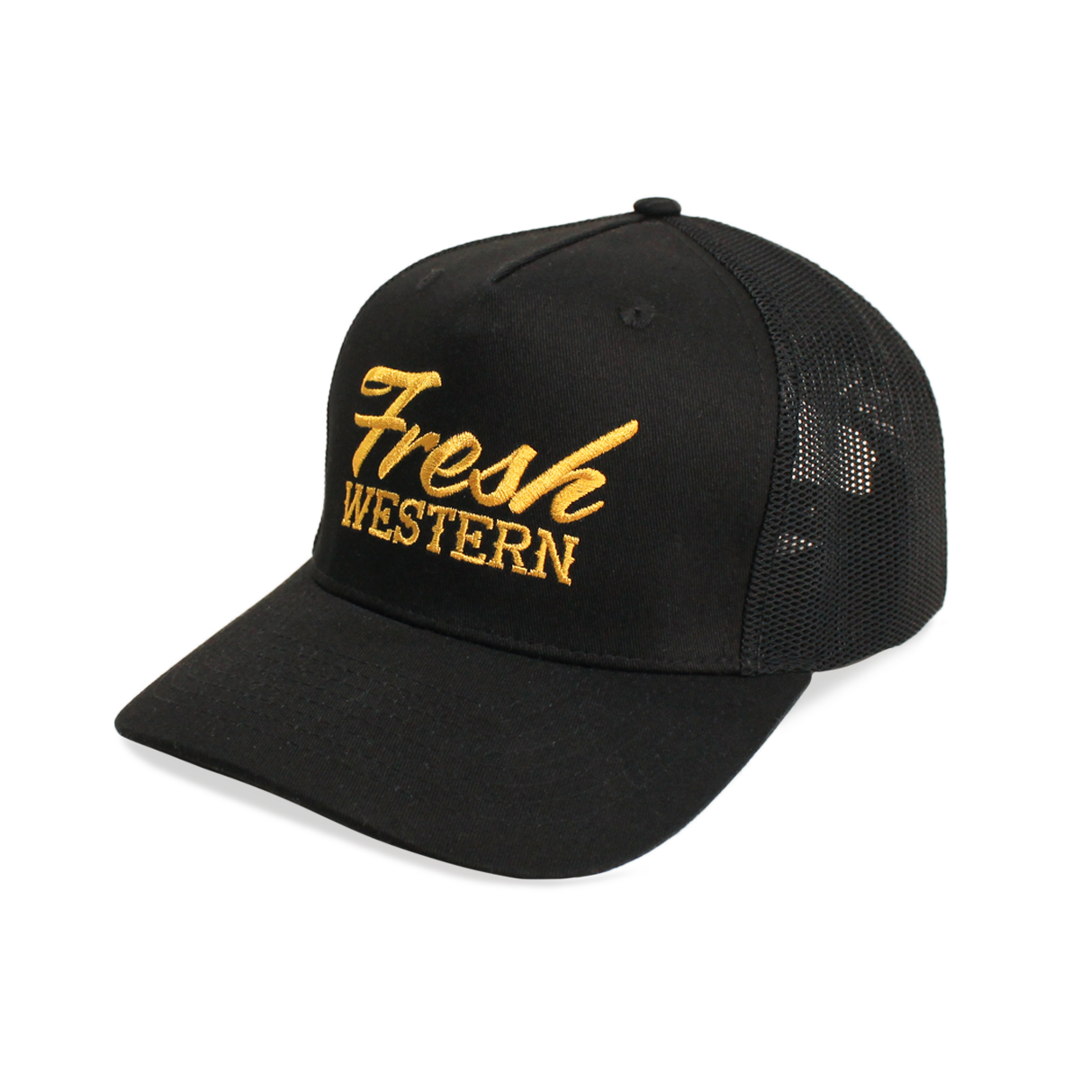 5-Panel Trucker Hat | Black + Gold