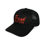 6-Panel Trucker Hat | Black + Sunset