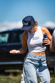 5-Panel Trucker Hat | Navy + White