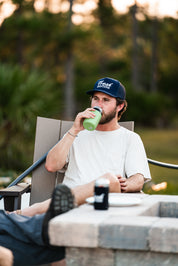 5-Panel Trucker Hat | Navy + White