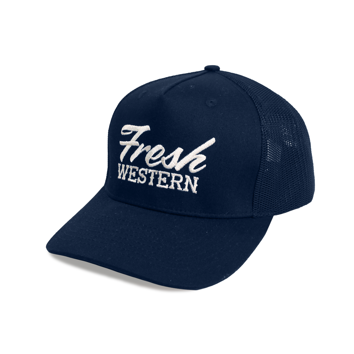 5-Panel Trucker Hat | Navy + White