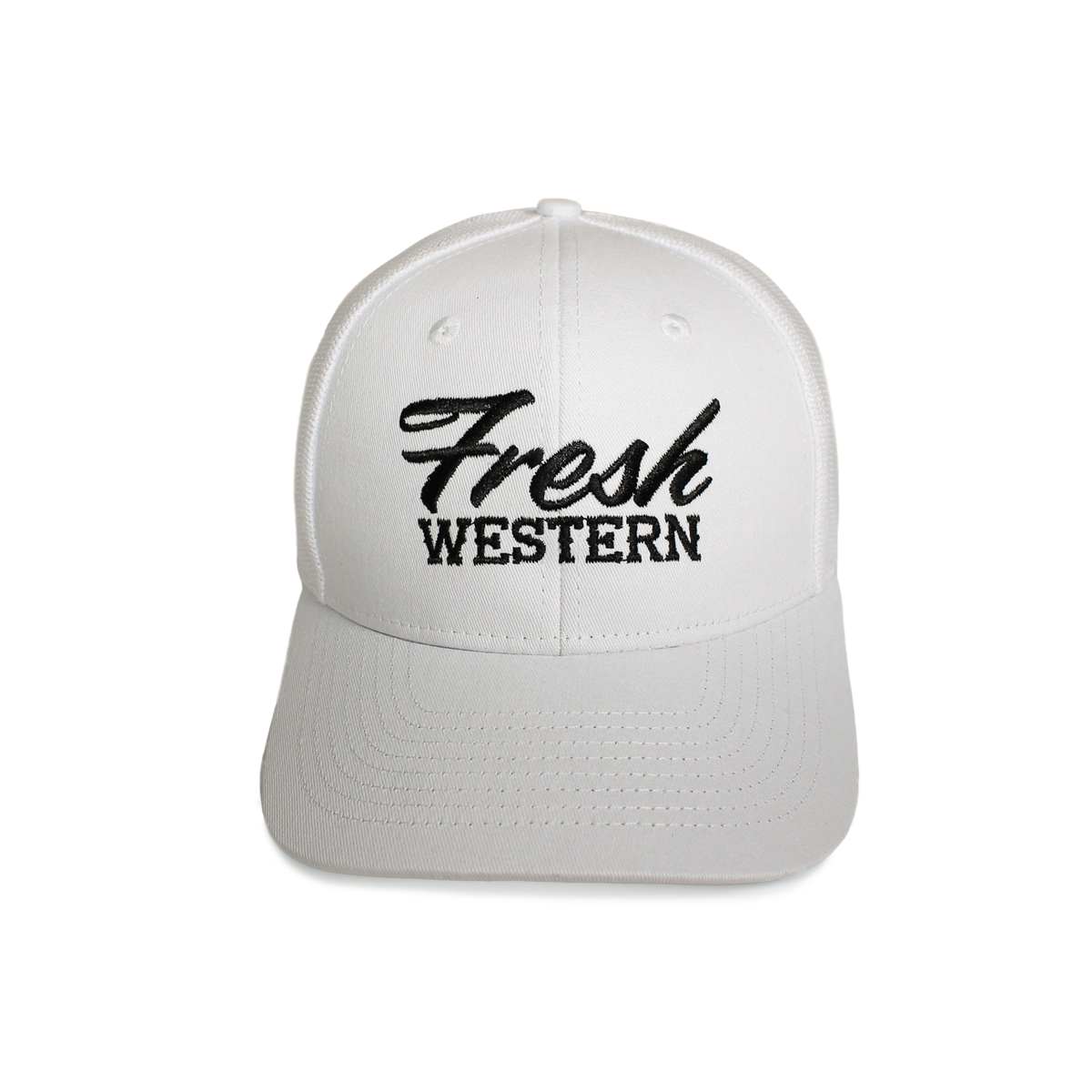 6-Panel Trucker Hat | White + Black